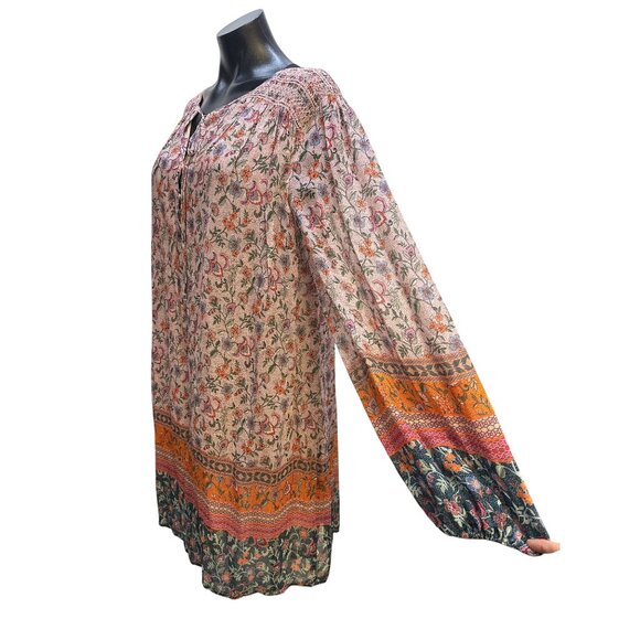 Johnny Was Bohemian Floral Print Long Sleeve Multicolor Dress Size L - Picture 5 of 8